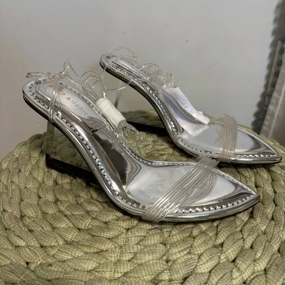 Good American Cinder-f*cking Rella Clear Wedge Sandal Size 8 - Picture 6 of 14